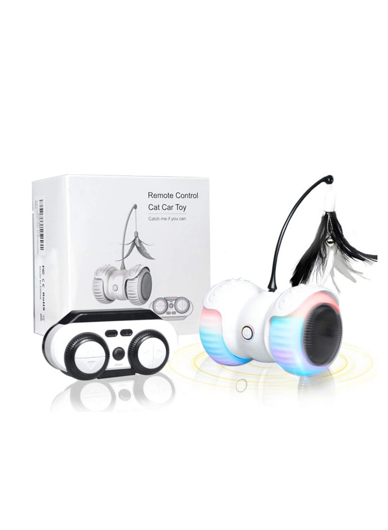 Interactive Smart Electric Cat Toy: Remote Control Balance Car with Feathers, High-Interaction Fun Unlimited