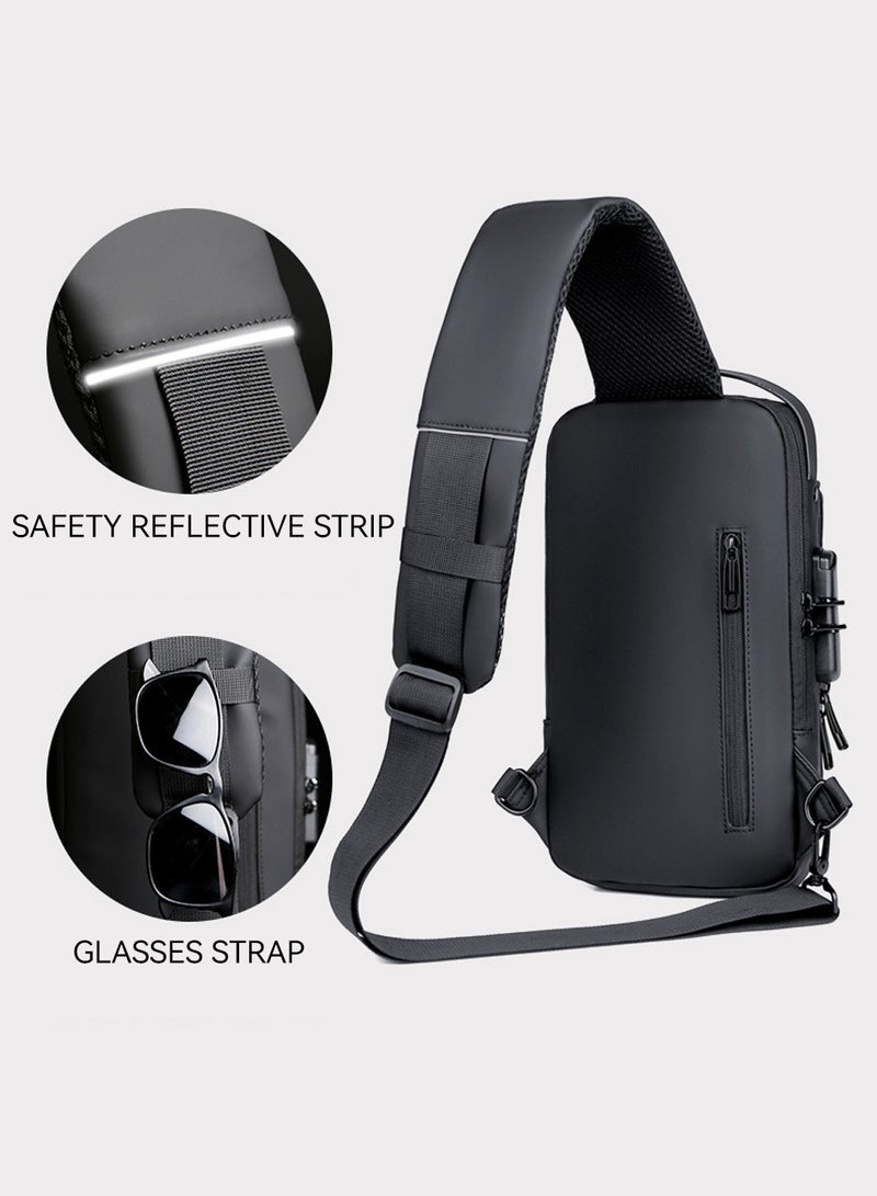 Moovant Anti-theft Crossbody Sling Bag Fit for 9.7'' ipad Waterproof Chest Daypack with USB Charging Shoulder Backpack for Men and Women  - Image 4