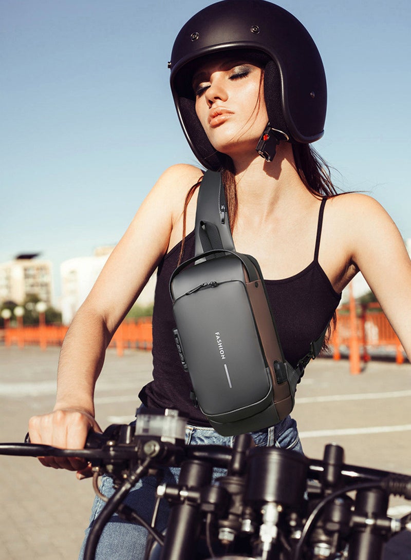 Moovant Anti-theft Crossbody Sling Bag Fit for 9.7'' ipad Waterproof Chest Daypack with USB Charging Shoulder Backpack for Men and Women  - Image 3