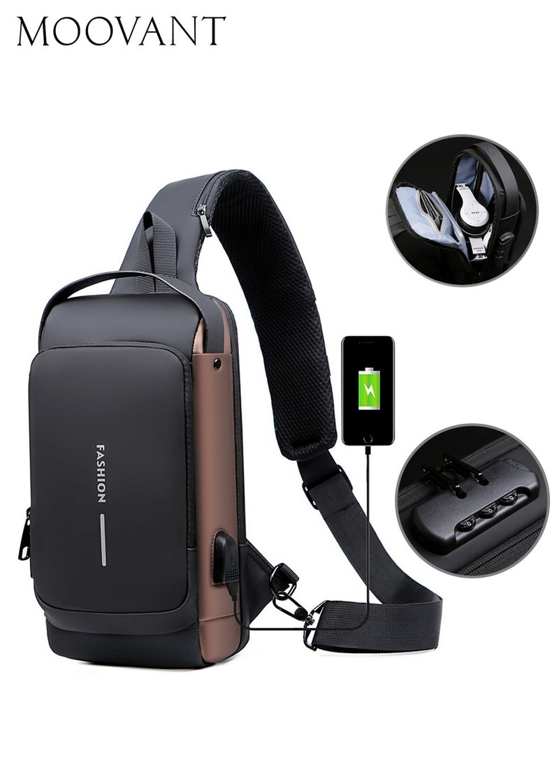 Moovant Anti-theft Crossbody Sling Bag Fit for 9.7'' ipad Waterproof Chest Daypack with USB Charging Shoulder Backpack for Men and Women  - Image 1