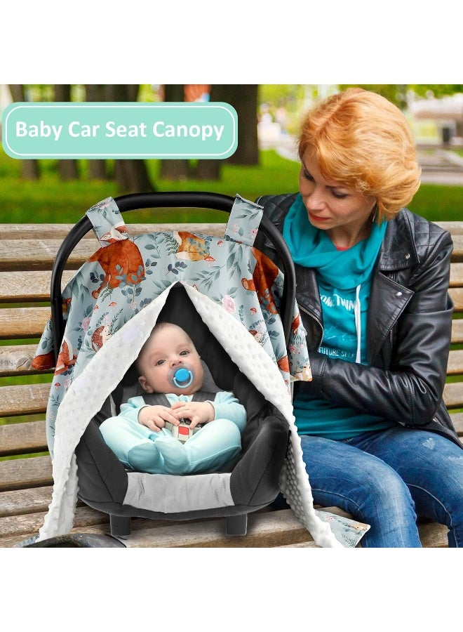 TANOFAR غطاء مقعد السيارة للأطفال TANOFAR، غطاء مقعد السيارة بفتحة Peekaboo للأولاد والبنات، بطانية مقعد السيارة للأطفال، أغطية متعددة الاستخدامات للرضاعة، دافئ ومريح، دب بني في الغابة - Image 5