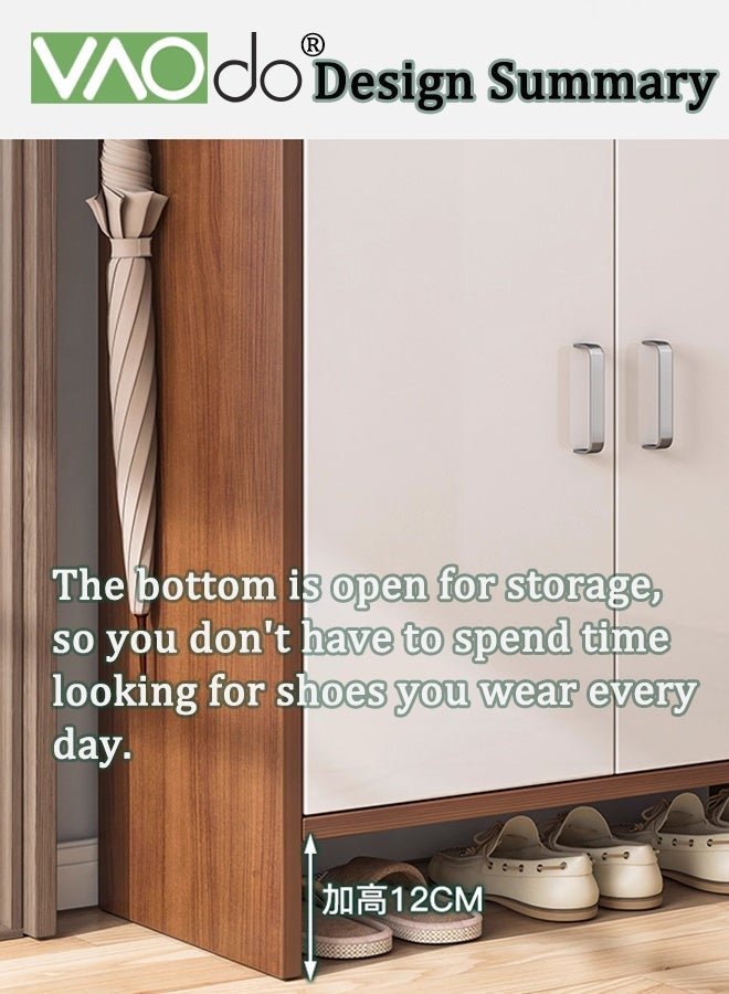 فاو دو خزانة أحذية بباب ودرج، خزانة أحذية قائمة بذاتها ذات سعة كبيرة، تخزين مفتوح على سطح العمل، منظم أحذية للمدخل، خزانة أحذية بأرفف قابلة للتعديل 90*30*82 سم - Image 5