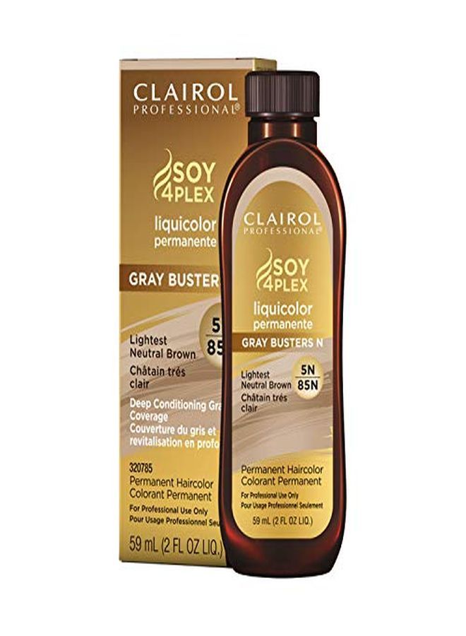 CLAIROL PROFESSIONAL صبغة ليكويكولور دائمة للشعر الداكن، لون بني محايد أفتح 5N، 2 أونصة.  - Image 1