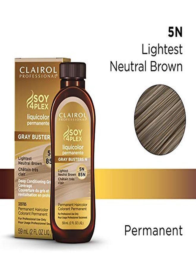 CLAIROL PROFESSIONAL صبغة ليكويكولور دائمة للشعر الداكن، لون بني محايد أفتح 5N، 2 أونصة.  - Image 2
