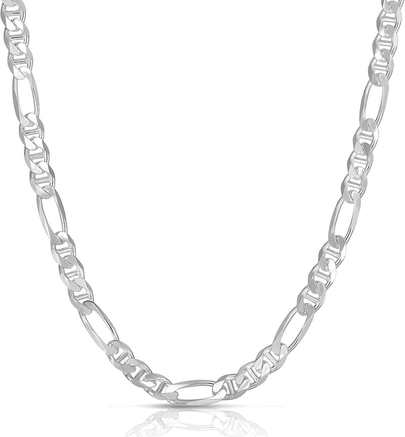 Savlano 925 Sterling Silver Italian Solid Figarucci Figaro Mariner Flat Link Chain Necklace For Men & Women - Made in Italy Comes Gift Box (18, 5.5mm) - Image 1