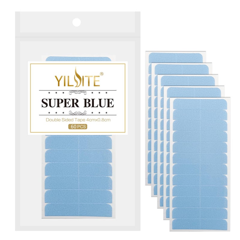 YILITE 60Pieces Hair Extensions Tape Bule Tape in Tape Replacement 4X08cm Tape for Tape in Hair Extensions Tape for Hair Extensions Adhesive 60Pieces Blue