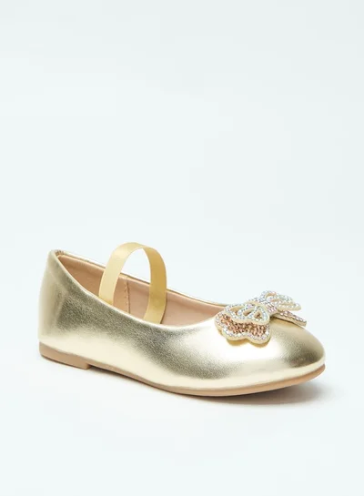 فلورا بيلا من شو إكسبرس Bow Accent Slip-On Round Toe Ballerina Shoes with Elastic Strap