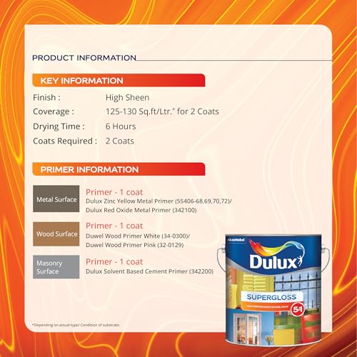 Dulux Supergloss 5 in 1 | Super-Premium Enamel Paint for Wood and Metal surfaces | Rich, Deep, and long lasting shine, Mirror like finish | Crack Resistant paint film, 4 Litres, Yellow - Image 4