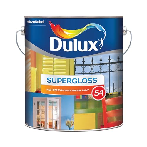 Dulux Supergloss 5 in 1 | Super-Premium Enamel Paint for Wood and Metal surfaces | Rich, Deep, and long lasting shine, Mirror like finish | Crack Resistant paint film, 4 Litres, Yellow - Image 1