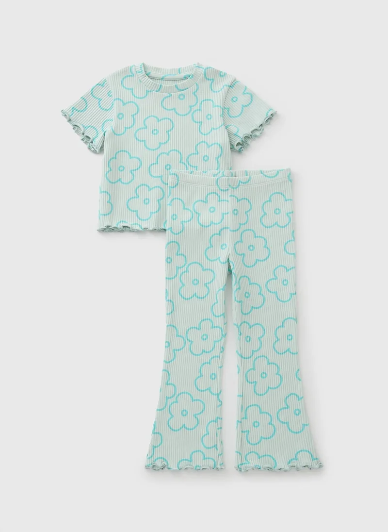 Matalan Girls Aqua Floral Top & Flares Set