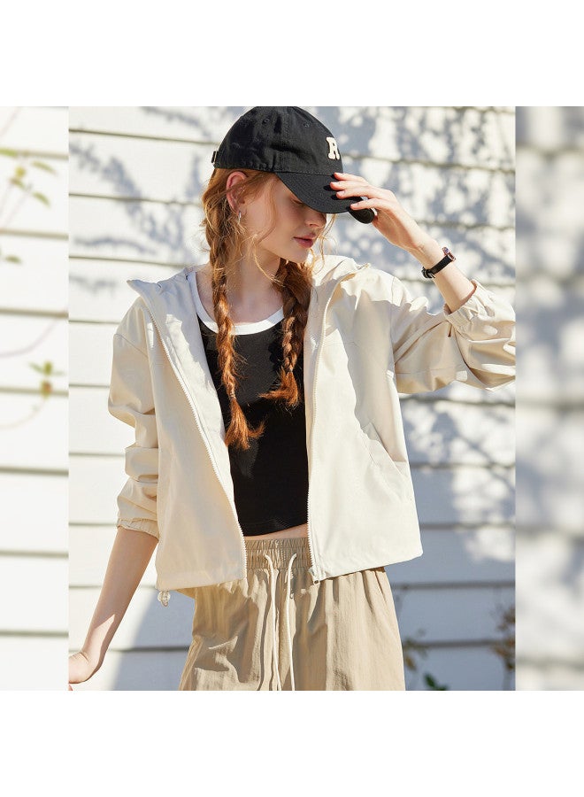 Hooded Drawstring Lock Design Casual Wear】spring 2025 Fashion Outdoor Long Sleeve Non-stretch Women's Jacket - Image 3