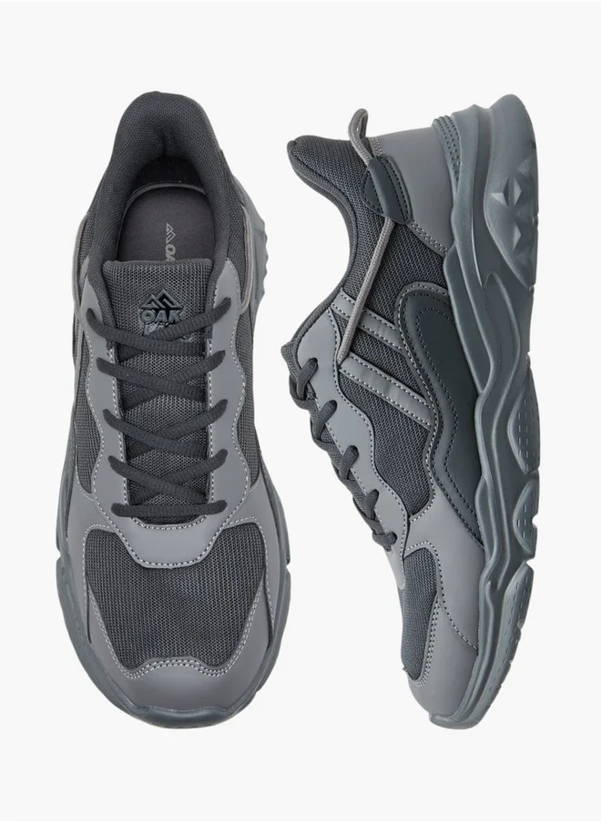 Oaklan by Shoexpress Panelled Sports Shoes with Lace-Up Closure and Pull-Tab