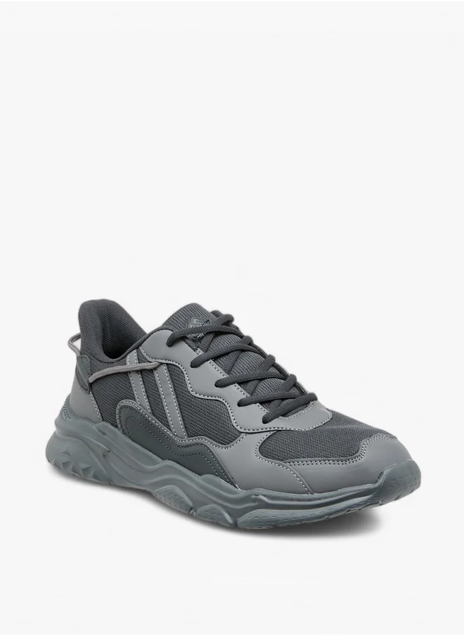 Oaklan by Shoexpress Panelled Sports Shoes with Lace-Up Closure and Pull-Tab