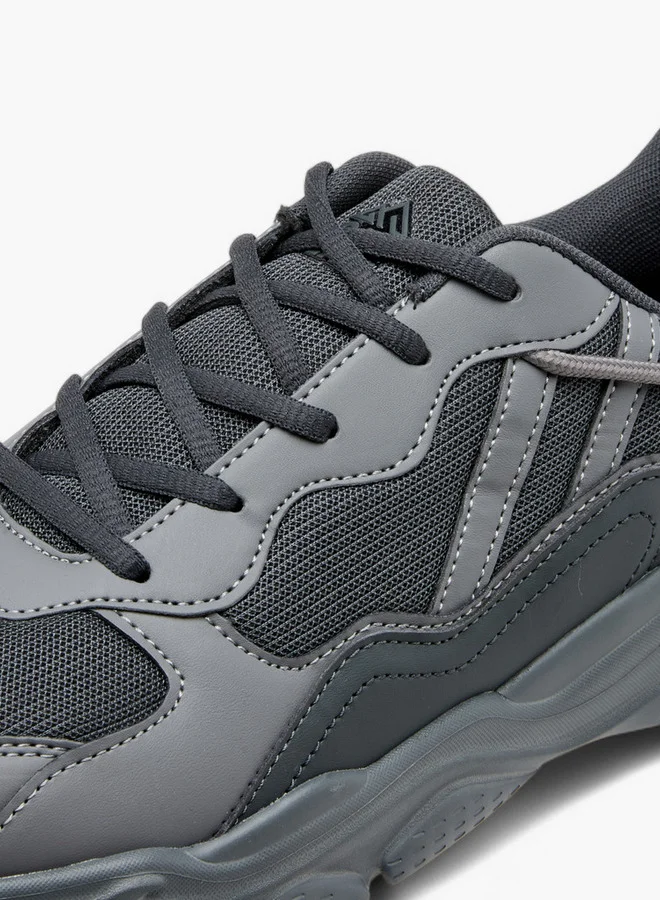 Oaklan by Shoexpress Panelled Sports Shoes with Lace-Up Closure and Pull-Tab