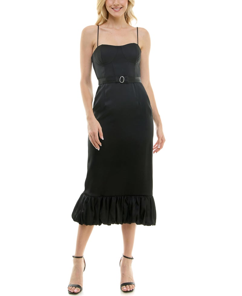 Taylor Women's Spaghetti Strap Sweetheart Neck Bubble Hem Sheath Dress, Black - Image 1