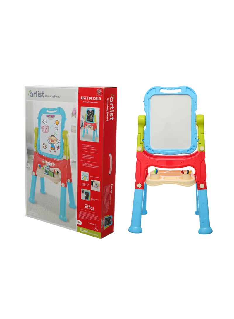 Plastic Large Magnetic 360 Rotation Drawing And Writing Board Equipped With Many Painting Accessories And Two Storage Cups Aiming To Develop Kids Creativity Skills  - Multi Color - Image 1