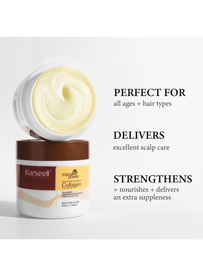 Karseell علاج الشعر بالكولاجين - ماسك كولاجين للشعر مع زيت الأركان - إصلاح عميق وتكييف للشعر الجاف التالف لجميع أنواع الشعر 3.38 أونصة سائلة 100 مل - Image 3