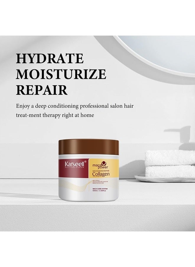 Karseell علاج الشعر بالكولاجين - ماسك كولاجين للشعر مع زيت الأركان - إصلاح عميق وتكييف للشعر الجاف التالف لجميع أنواع الشعر 3.38 أونصة سائلة 100 مل - Image 5