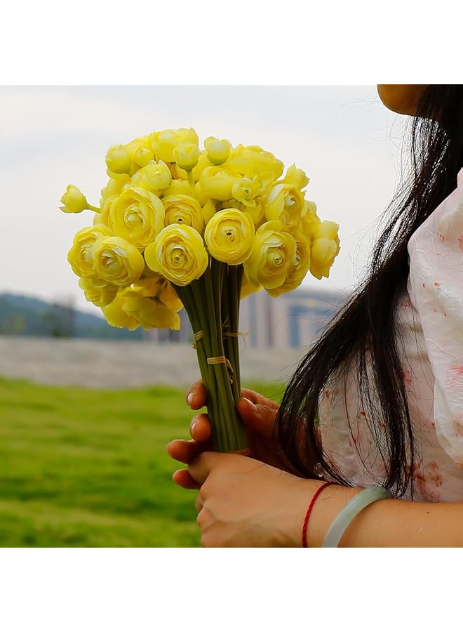 إيروريكس زهور حوذان صناعية 2 باقة زهور صناعية 12 قطعة زهور حوذان صناعية لحشو باقة مزهرية ديكور حفل زفاف حشو زهور قطع مركزية زهور صفراء - Image 5