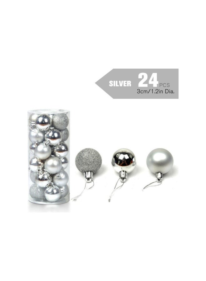 ACLIX 24-Piece Christmas Tree Hanging Ball Ornament With Lanyard Set Silver - Image 2