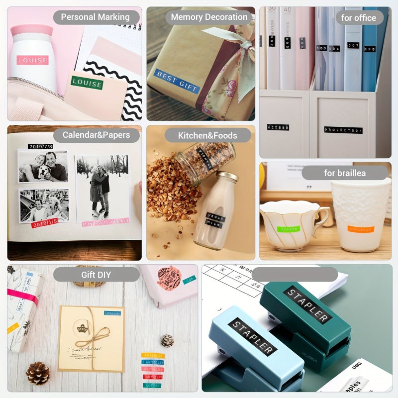 Pink Embossing Label Maker With 6 Tapes Vintage Manual Portable For Office Home Craft - Image 5