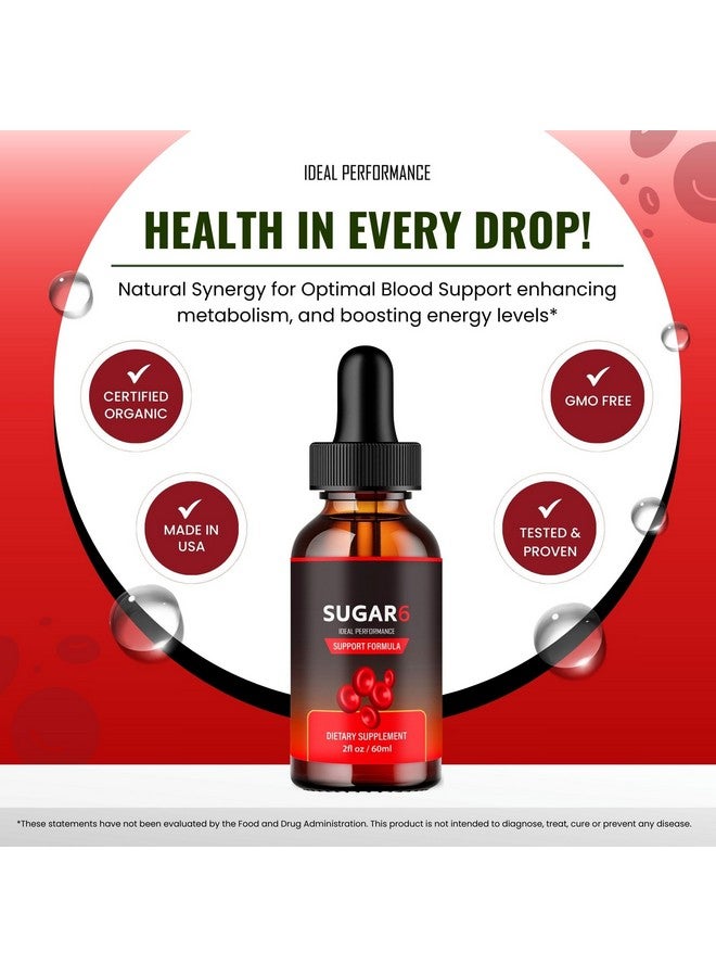 IDEAL PERFORMANCE Sugar6 Drops, Sugar 6 Blood Formula Support Supplement Liquid Drops - Maximum Strength, Sugar 6 Health and Wellness All Natural Advanced Formula Drops, Sugar 6 Liquid Drops Reviews (1 Pack) - Image 5