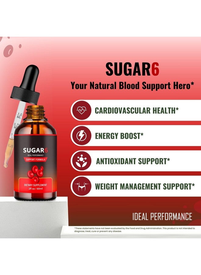 IDEAL PERFORMANCE Sugar6 Drops, Sugar 6 Blood Formula Support Supplement Liquid Drops - Maximum Strength, Sugar 6 Health and Wellness All Natural Advanced Formula Drops, Sugar 6 Liquid Drops Reviews (1 Pack) - Image 4