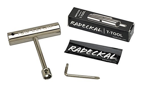 RADECKAL Compact Pocket Skate Tool- T Tool All in One Skate Tool for Skateboards, Longboards, Mini Skateboards, and Cruisers- Collapses to a Compact Size to Fit in Your Pocket (Silver) - Image 1