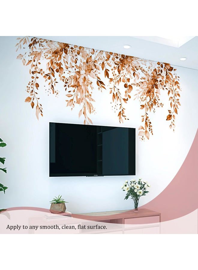 VePret Orange Plants Leaves Wall Decals Peel and Stick, Large Floral Flowers Vinyl Wall Stickers, Removable Vine Home Decor Art for Bedroom Living Room Classroom Office - Image 5