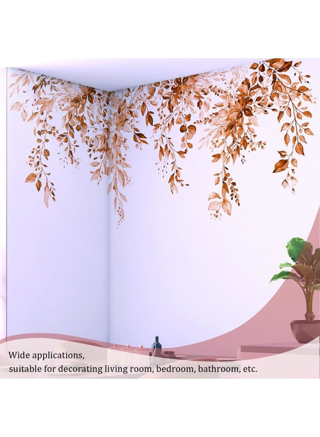 VePret Orange Plants Leaves Wall Decals Peel and Stick, Large Floral Flowers Vinyl Wall Stickers, Removable Vine Home Decor Art for Bedroom Living Room Classroom Office - Image 4