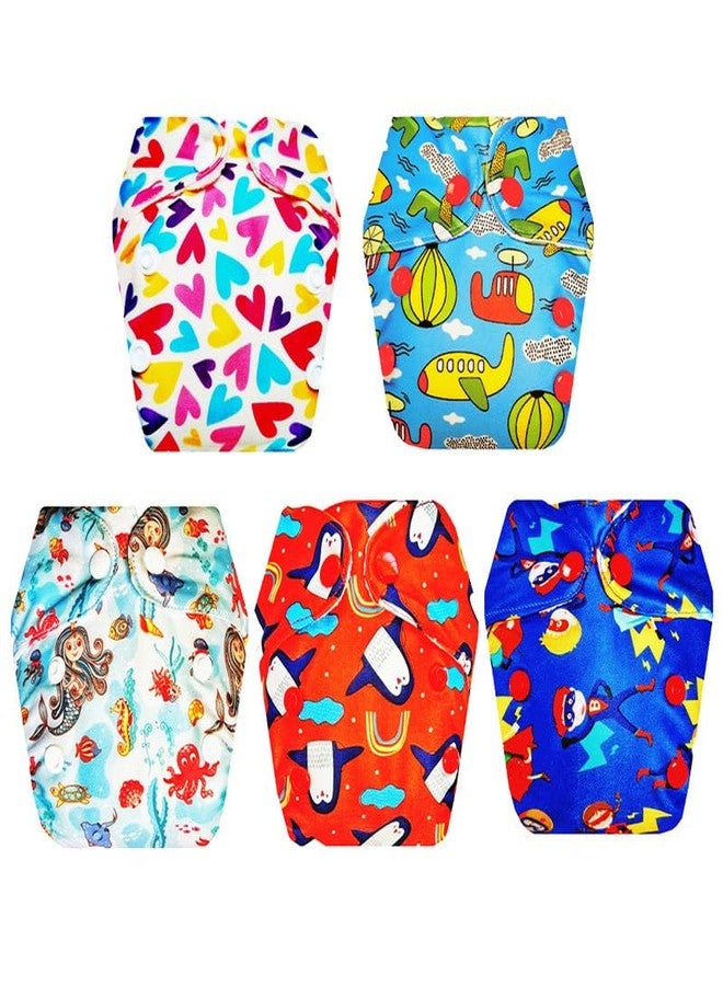 حفاضات قماشية فاخرة من دمبلدو للأطفال حديثي الولادة مع ماصة مدمجة (عبوة من 5) | ناعمة ولطيفة | قابلة لإعادة الاستخدام والغسل | سهلة التنظيف | ضرورية للاستخدام اليومي | من 0 إلى 4 أشهر | للجنسين - Image 1