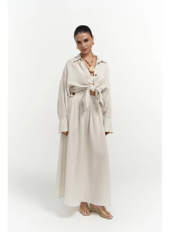 Bohemai  Ambra Beige Shirt Skirt Set for Women | Best Price UAE