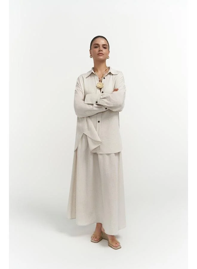 Bohemai  Ambra Beige Shirt Skirt Set for Women | Best Price UAE