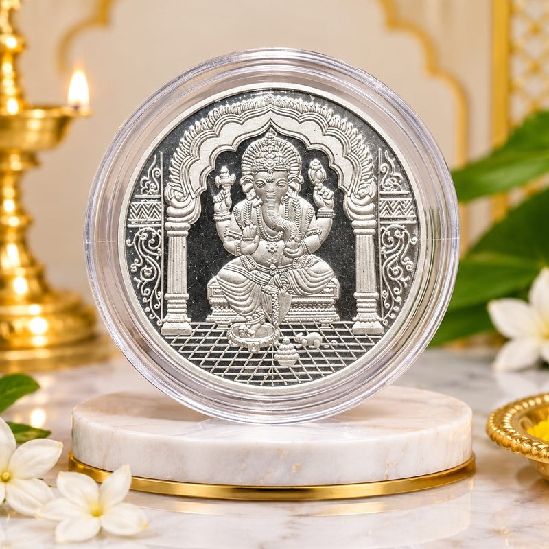SILVER COIN 20G 999 FINE PURE SILVER GANESHA COIN - Image 1