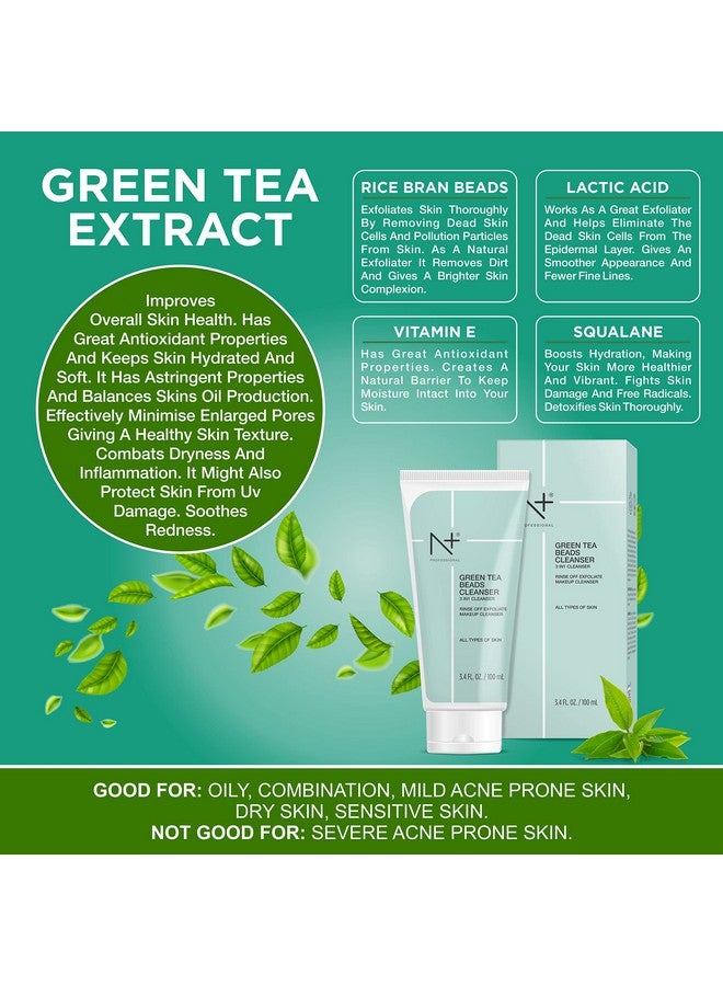 N Plus Professional Green Tea Beads 3 in 1 Cleanser (Rinse Off, Exfoliate, Makeup Cleanser) - Image 4