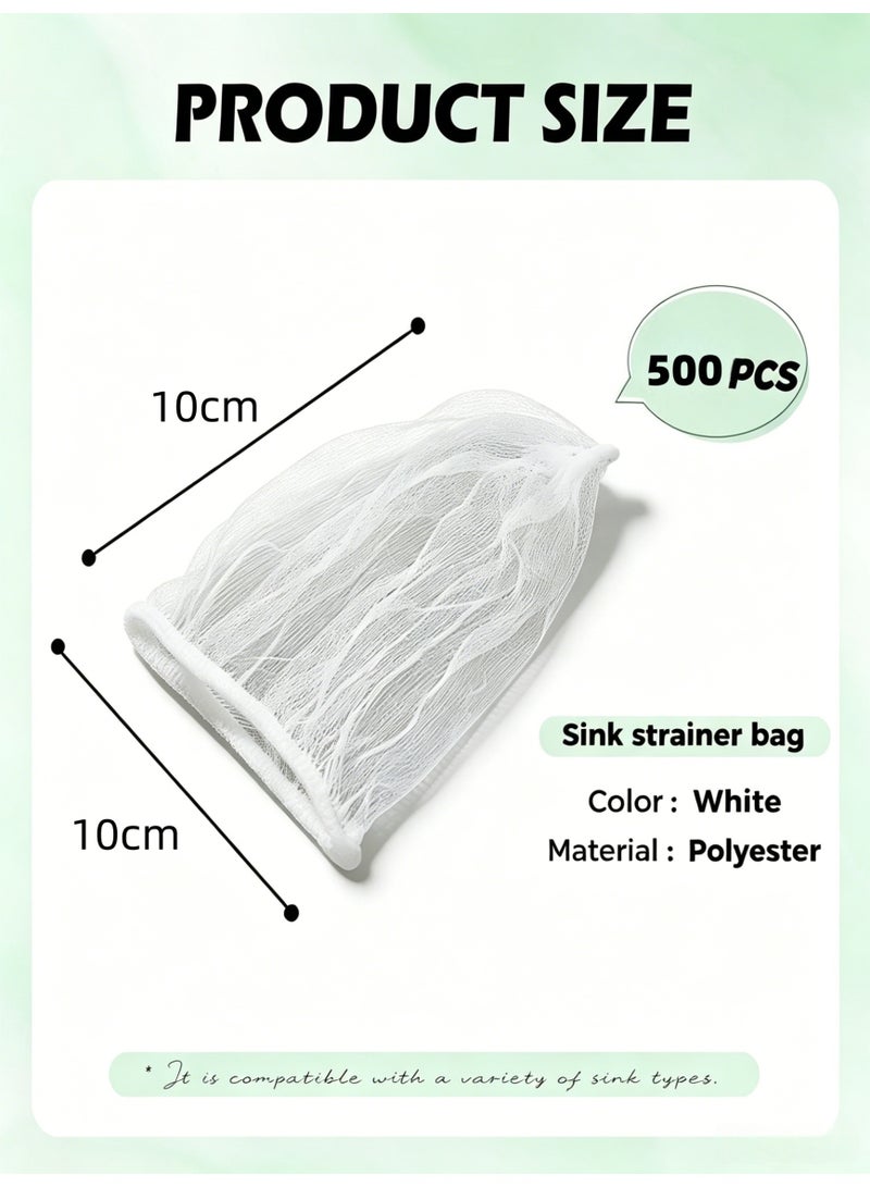 500 Pack Disposable Mesh Sink Strainer Bags Elastic Fine Drain Nets for Kitchen Sink Anti-Clogging Universal Fit Food Scraps Waste Hair Catcher - Image 2