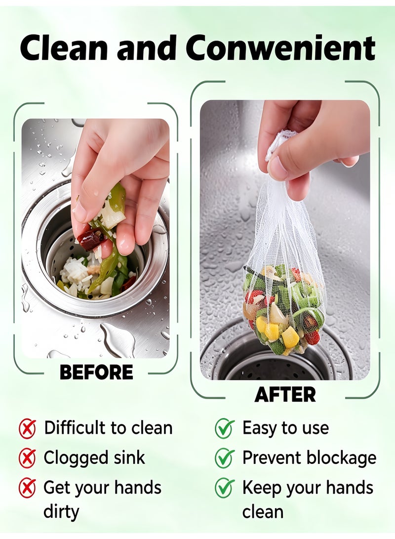 500 Pack Disposable Mesh Sink Strainer Bags Elastic Fine Drain Nets for Kitchen Sink Anti-Clogging Universal Fit Food Scraps Waste Hair Catcher - Image 4