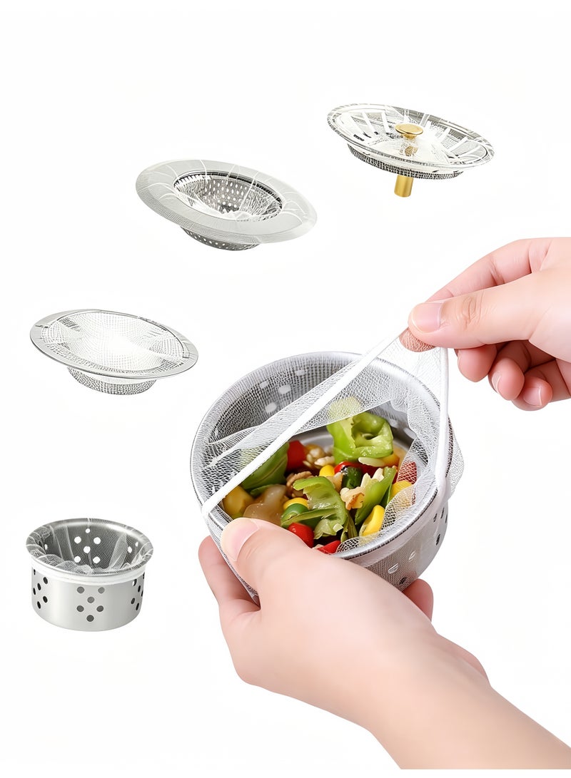 500 Pack Disposable Mesh Sink Strainer Bags Elastic Fine Drain Nets for Kitchen Sink Anti-Clogging Universal Fit Food Scraps Waste Hair Catcher - Image 1