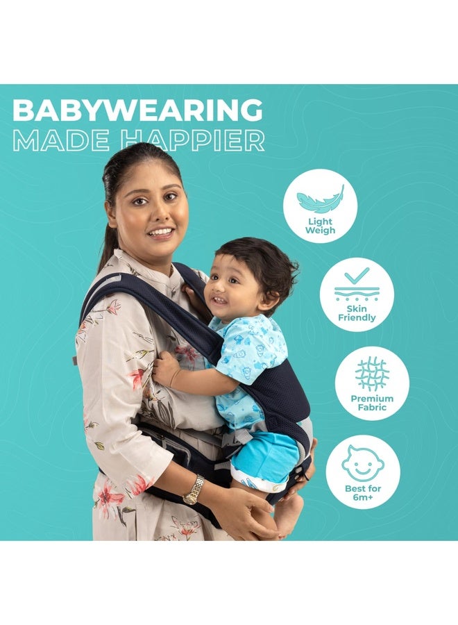 Luvlap Comfy Newborn Baby Carrier with Detachable Hip Seat (3 in 1), Ergonomically Designed (6-24 Months), 6 Baby Carrying Modes, Carrying Capacity 15Kg, Blue - Image 2