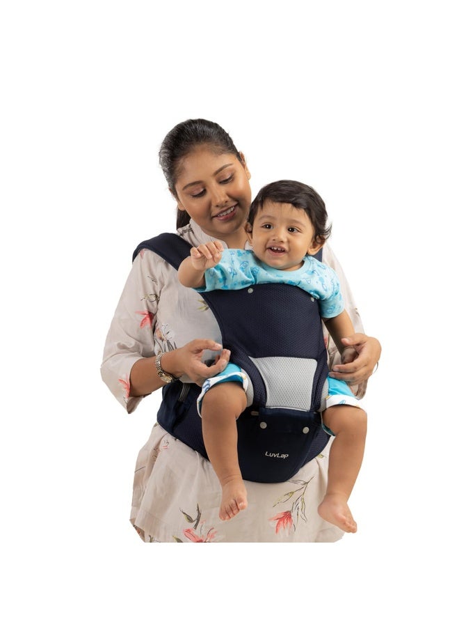 Luvlap Comfy Newborn Baby Carrier with Detachable Hip Seat (3 in 1), Ergonomically Designed (6-24 Months), 6 Baby Carrying Modes, Carrying Capacity 15Kg, Blue - Image 1