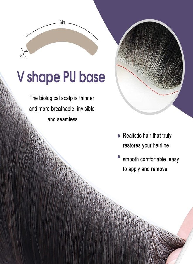 EUPHORIA® LUXELINE Invisible Hairline Patch for Men - Real Black, 100% Natural Human Hair, Ultra-Thin Transparent Poly Base, Handcrafted Frontal Hair Wig for Seamless Hairline Coverage - Image 4