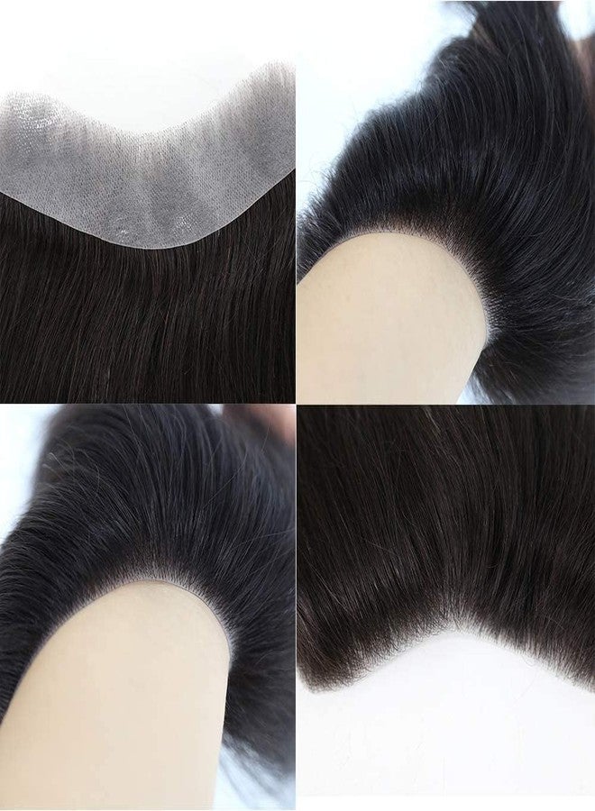 EUPHORIA® LUXELINE Invisible Hairline Patch for Men - Real Black, 100% Natural Human Hair, Ultra-Thin Transparent Poly Base, Handcrafted Frontal Hair Wig for Seamless Hairline Coverage - Image 3
