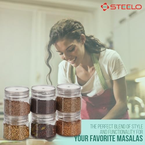 SCL Steelo Steelo Homely Plastic Kitchen Jar Container Set Kitchen Organiser Air Tight Jar Container Set Fridge safe US FDA Approved PET Food Grade Heavy Duty Material, BPA Free (Clear, 125 ml, Pack of 6) - Image 4