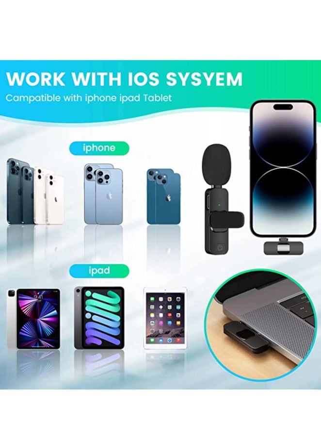 2 Pack Wireless Microphone for iPhone iPad Mini iPhone Video Recording YouTube Interview TikTok Vlog