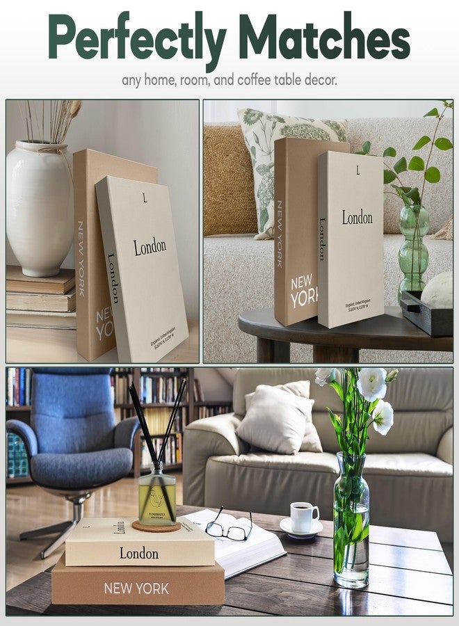 AMINALUX Faux Book Storage Box Set – Decorative Faux Books with Hidden Storage for Coffee Table Decor, Bookshelf or Mantle – Linen Decorative Boxes (Set of 2) – Aesthetic Book Decor for Home - Image 2