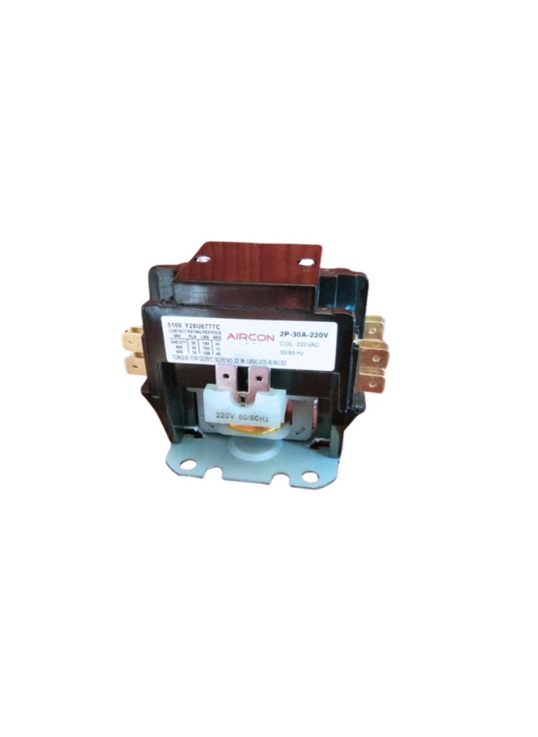 HVAC Air Conditioner Magnetic Contactor, 30A, 2- Pole, 220V AC Coil, Compressor Motor Replacement Part 2 Pole AC Contactor