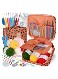 Captaintech Crochet Kit Beginners Crochet Hook Set with Crochet Yarn, 58PCS Portable Crochet Set with Ergonomic Crochet Hooks, Small Crochet Hooks, Travel Crochet Hook Case Full Knitting Crochet Supplies  - Image 1