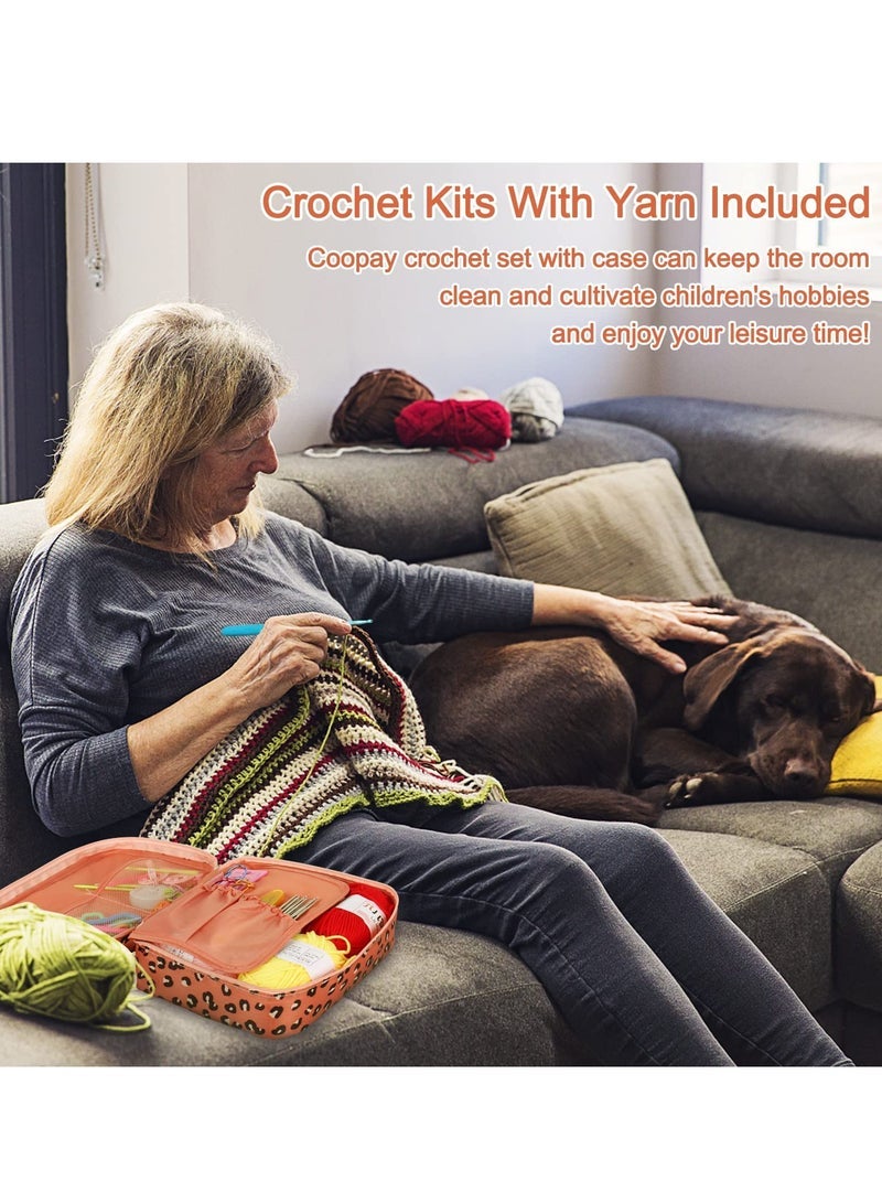 كابتن تيك مجموعة أدوات الكروشيه للمبتدئين مع خيوط الكروشيه، مجموعة كروشيه محمولة 58 قطعة مع خطافات كروشيه مريحة، وخطافات كروشيه صغيرة، وحقيبة خطاف كروشيه للسفر، مستلزمات كروشيه حياكة كاملة - Image 3