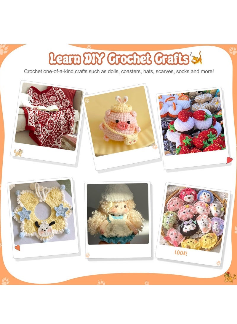 كابتن تيك مجموعة أدوات الكروشيه للمبتدئين مع خيوط الكروشيه، مجموعة كروشيه محمولة 58 قطعة مع خطافات كروشيه مريحة، وخطافات كروشيه صغيرة، وحقيبة خطاف كروشيه للسفر، مستلزمات كروشيه حياكة كاملة - Image 4