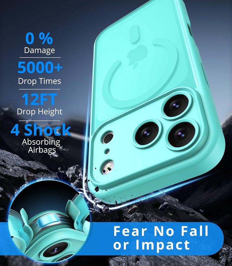 Vansdon Magnetic Case for iPhone 17 Pro Max with 1 Protective Glass Compatible with Magsafe Military Standard Drop Protection Transparent Matte Back Shockproof Phone Case - Image 2